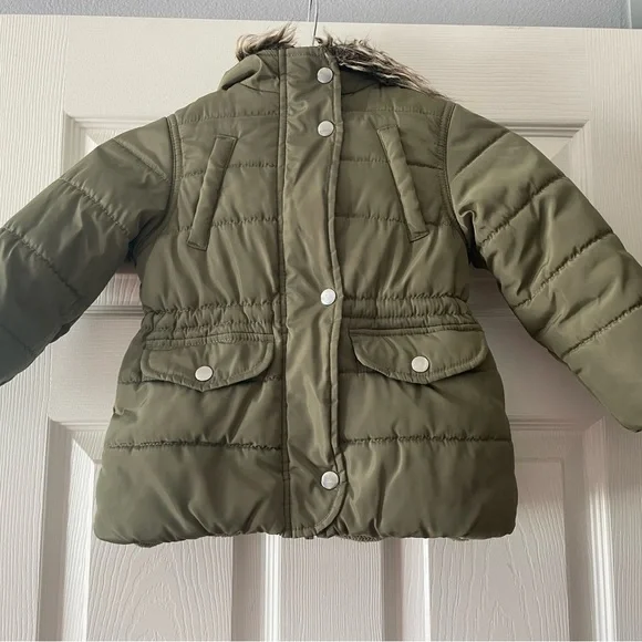 Toddler Girls Old Navy Green Jacket With Fur New Boy's Cat Jack